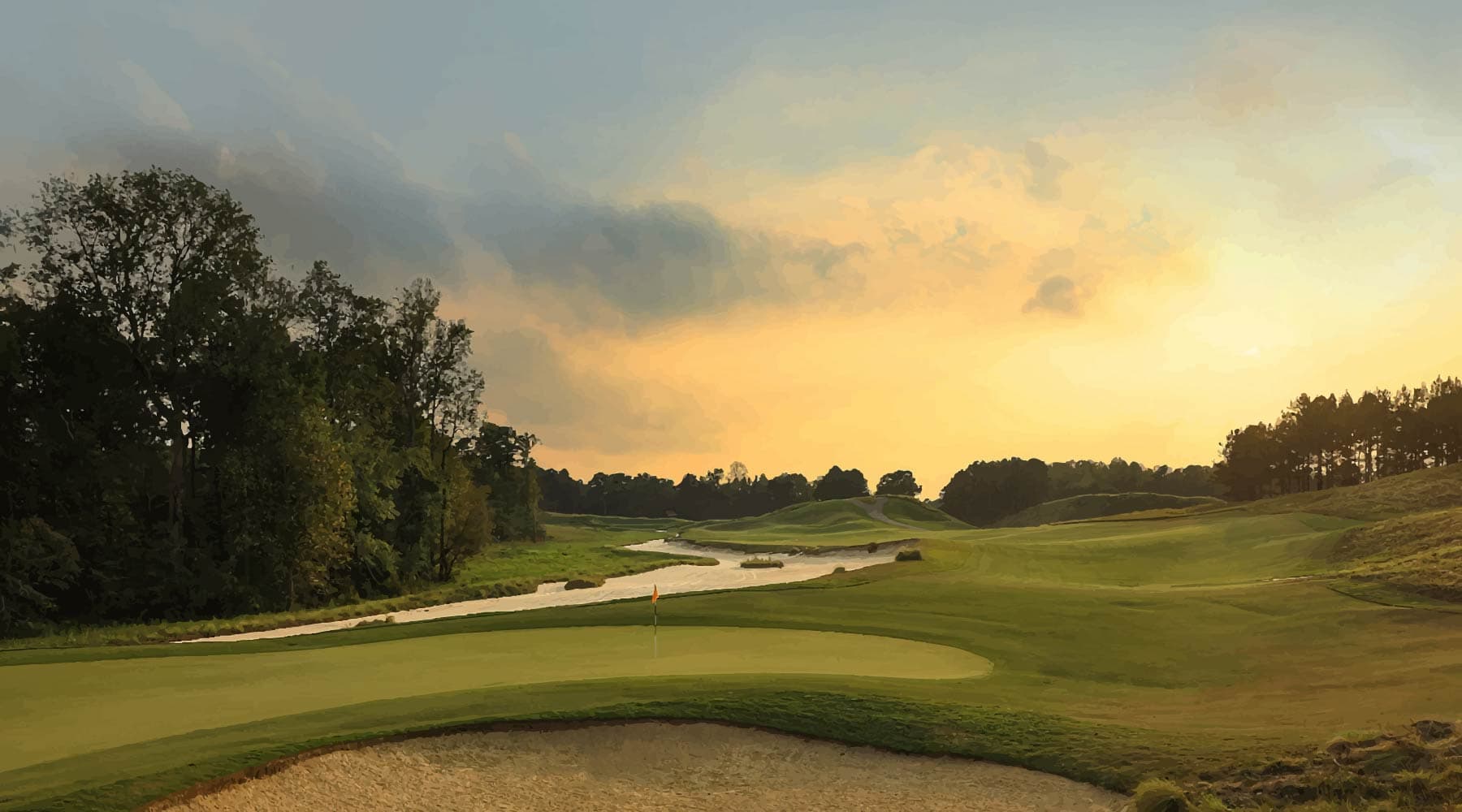 Sunset over Tobacco Road's waste bunkers